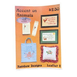 Vintage Cross Stitch Patterns, Accent on Animals Leaflet 2, 1979 Rainbow Designs